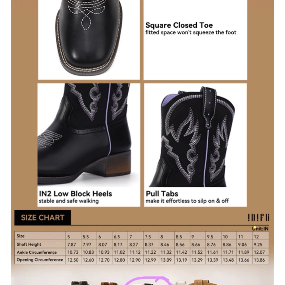 Chitinu Black Western Boots with Silver Stitching